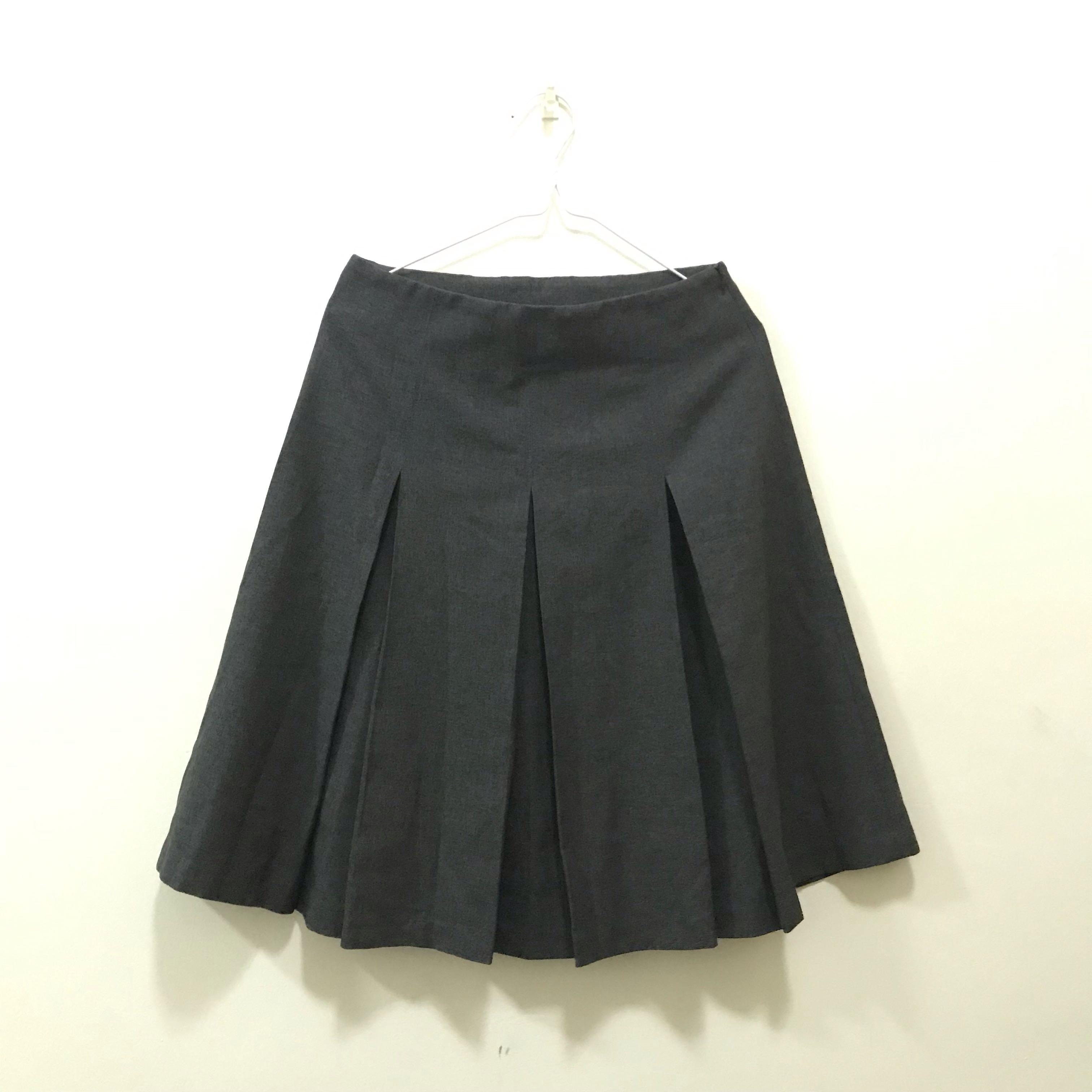 Dark Grey Formal Pleated Skirt, Women's 
