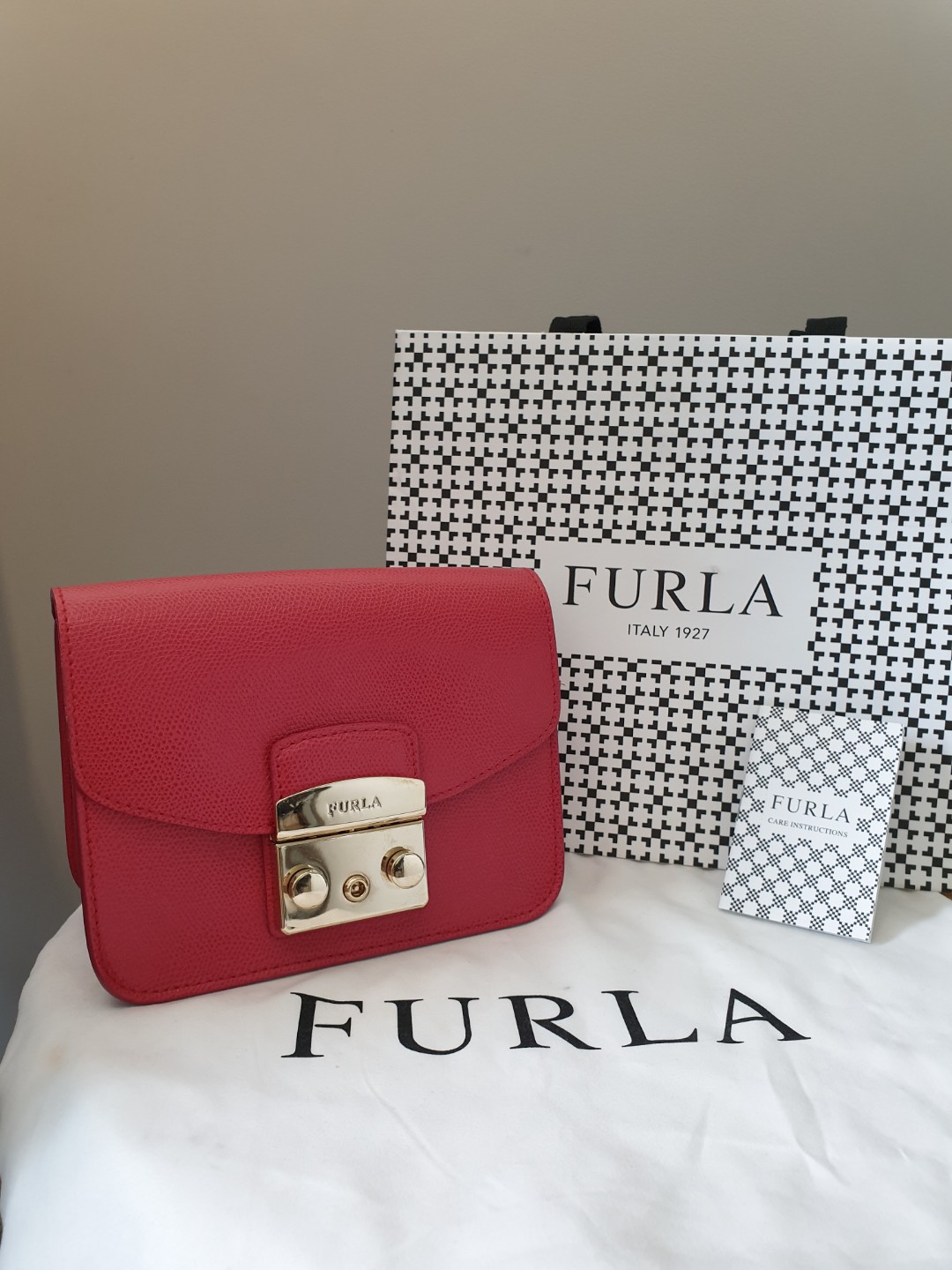 Furla red mini top bag