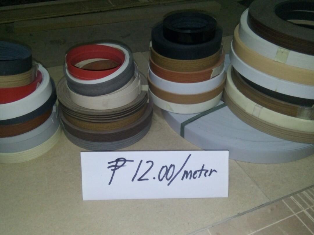 LAMINATE EDGEBOND (Category: Cleaning Tools & Supplies) located in Makati City. Submitted by reachcomcabinet (Listing ID 238763762, Image 1). Description: Laminate PVC Edgebond PRICE: starts at php12/m to php30/meter up. Price is dependent on thickness, width and quantity. Width 22mm, 29mm, 35mm, 39mm, 45mm, 50mm Surface quality: Gloss, matt, textured Assorted 300 edgebond Design wooden, single solid color, metallic.