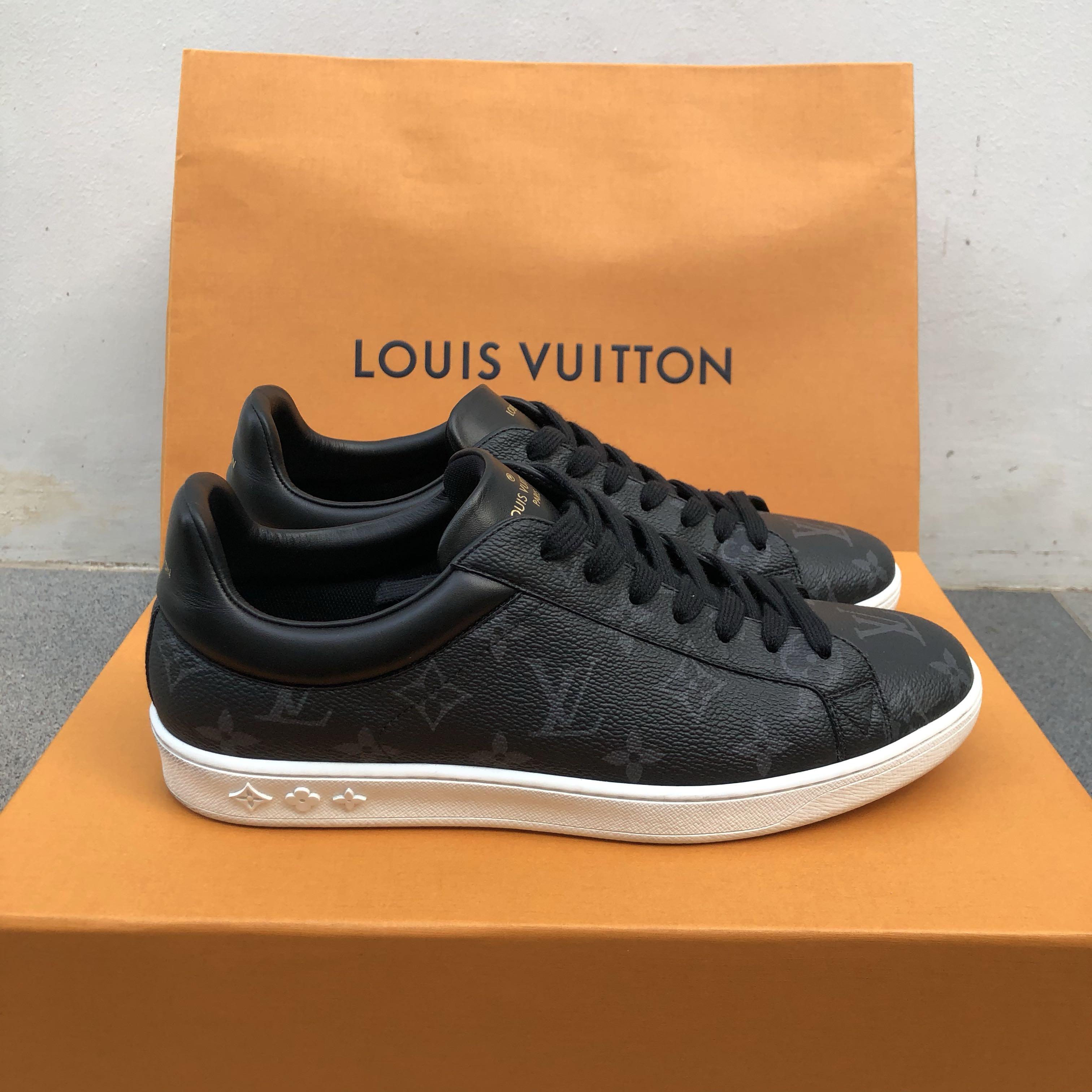 Louis Vuitton White Leather And Monogram Canvas Luxembourg Low Top Sneakers  Size 415 Louis Vuitton  TLC