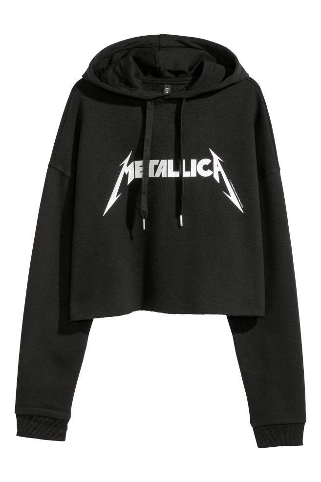 NEW H M Metallica Cropped Hoodie Women s Fashion Tops Others