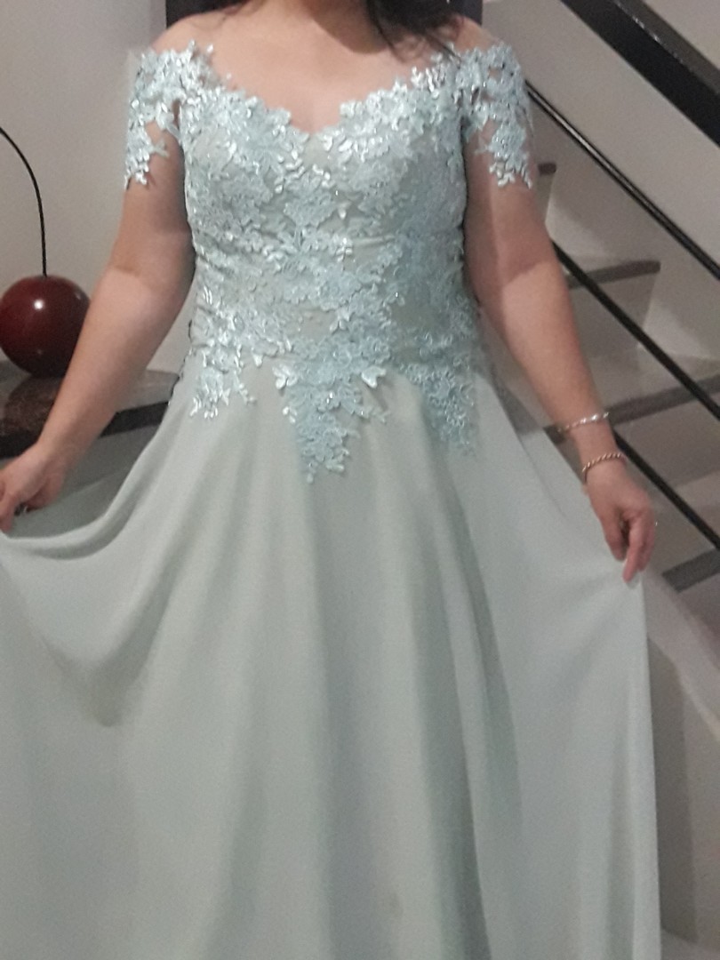 silver gray gown for ninang