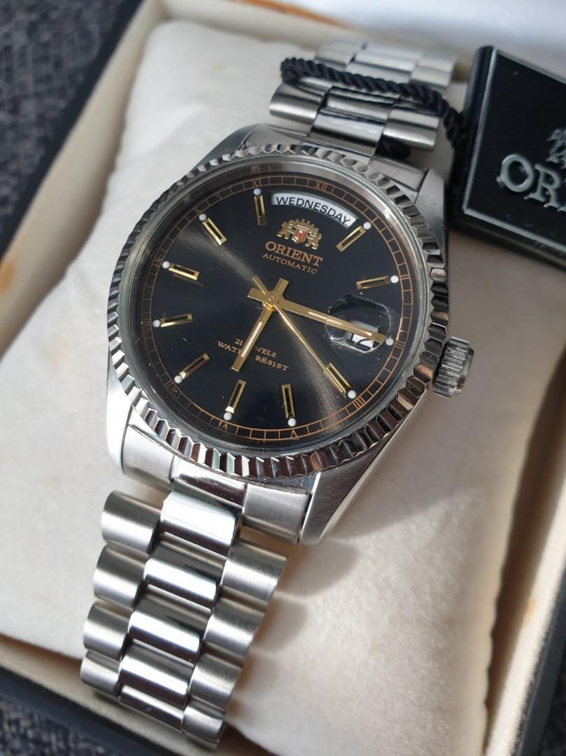 orient day date blue dial