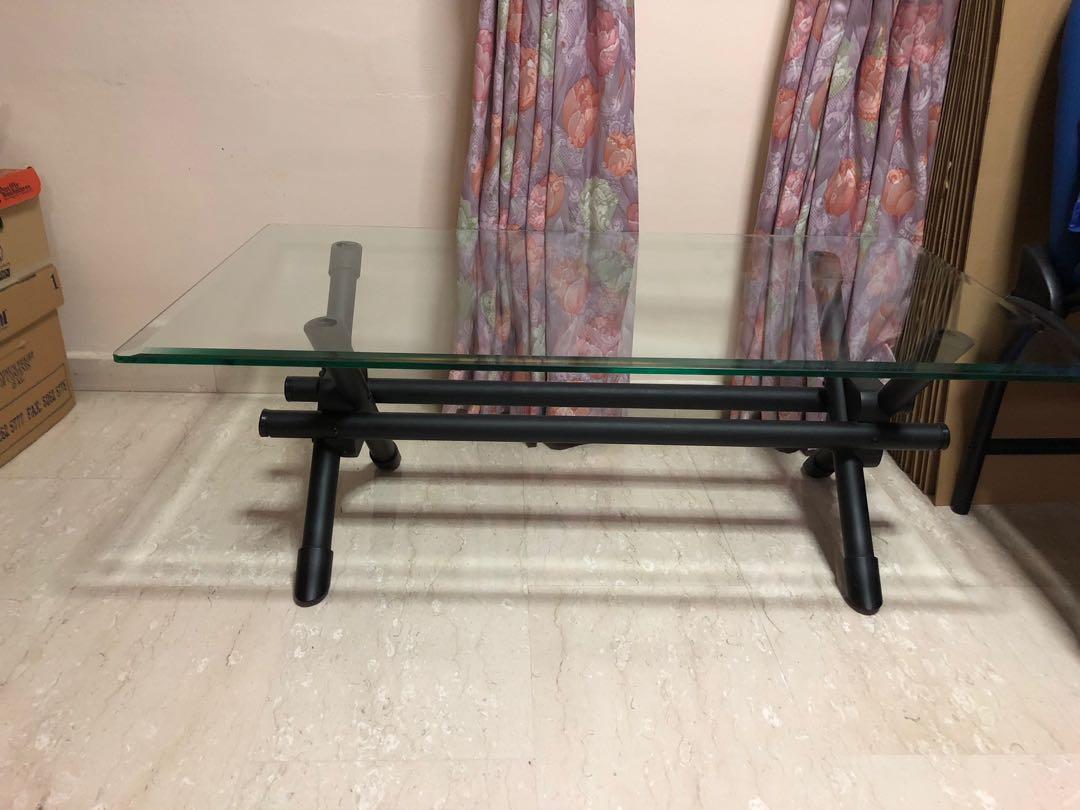 Rectangular coffee table (Category: Tables & Sets) located in Singapore. Submitted by tanfam (Listing ID 245213972, Image 1). Description: Cellini Glass Coffee Table Measurements (in cm) approximate 107(L) 61(W) 39(H) Maintained in good condition Pick up only .