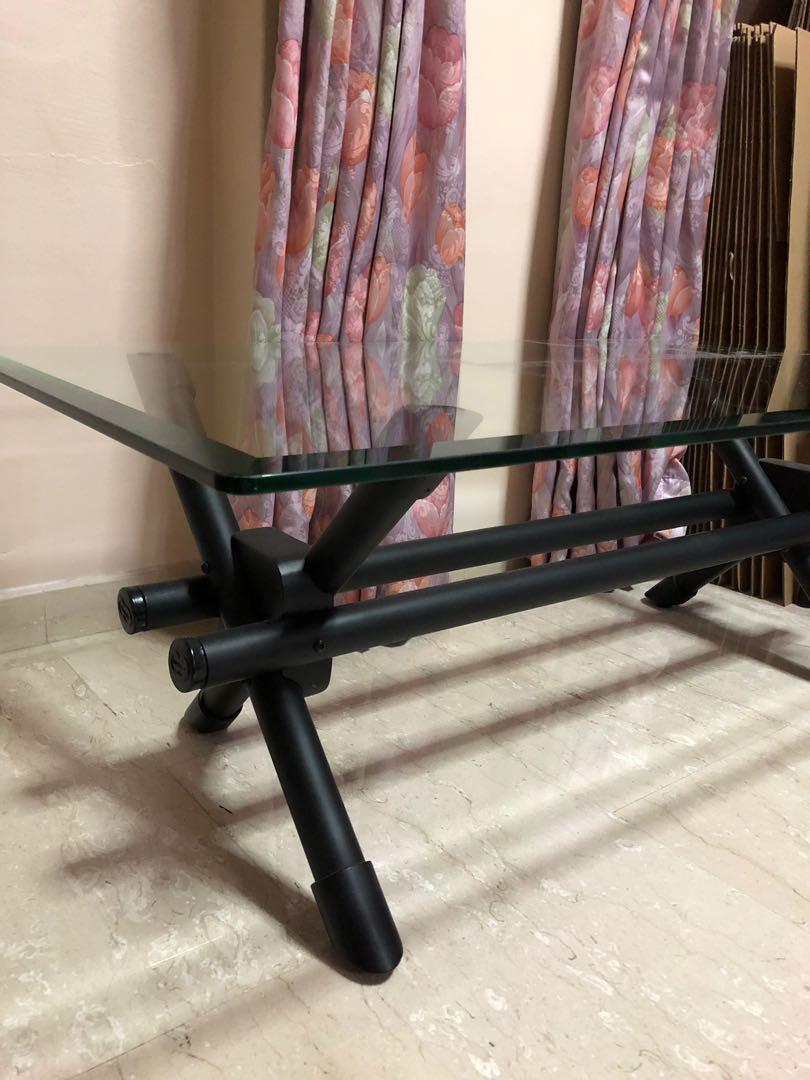 Rectangular coffee table (Category: Tables & Sets) located in Singapore. Submitted by tanfam (Listing ID 245213972, Image 3). Description: Cellini Glass Coffee Table Measurements (in cm) approximate 107(L) 61(W) 39(H) Maintained in good condition Pick up only .