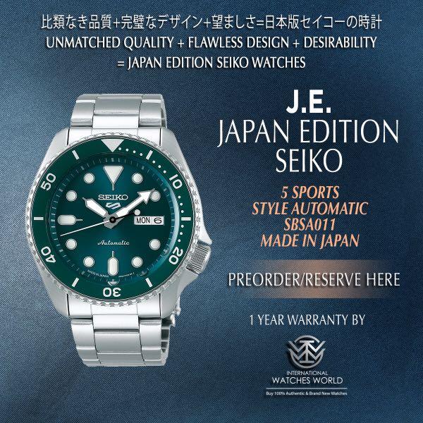 SEIKO JAPAN EDITION 5 SPORTS STYLE AUTOMATIC SBSA011 MADE IN JAPAN GREEN  DIAL, Mobile Phones & Gadgets, Wearables & Smart Watches on Carousell