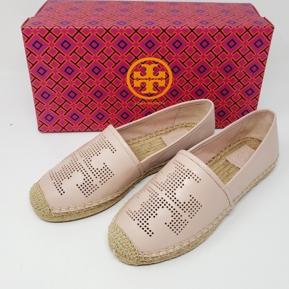 tory burch perforated logo flat espadrille