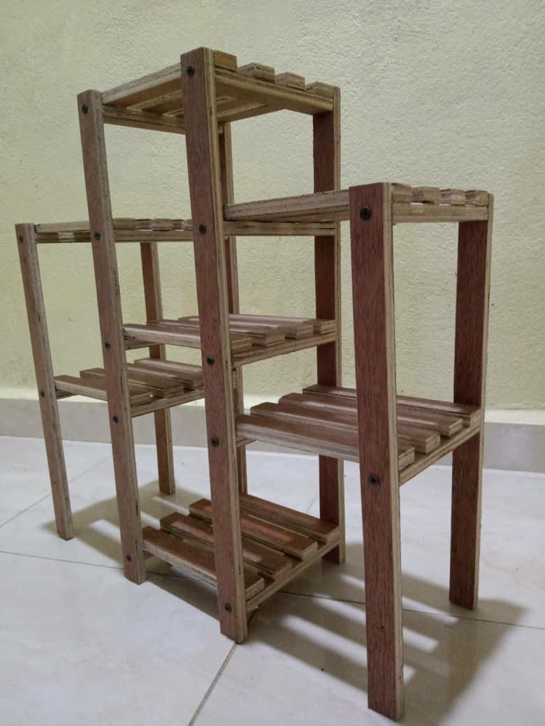 Unique Wooden Betta Fish Rack for display, Furniture & Home Living