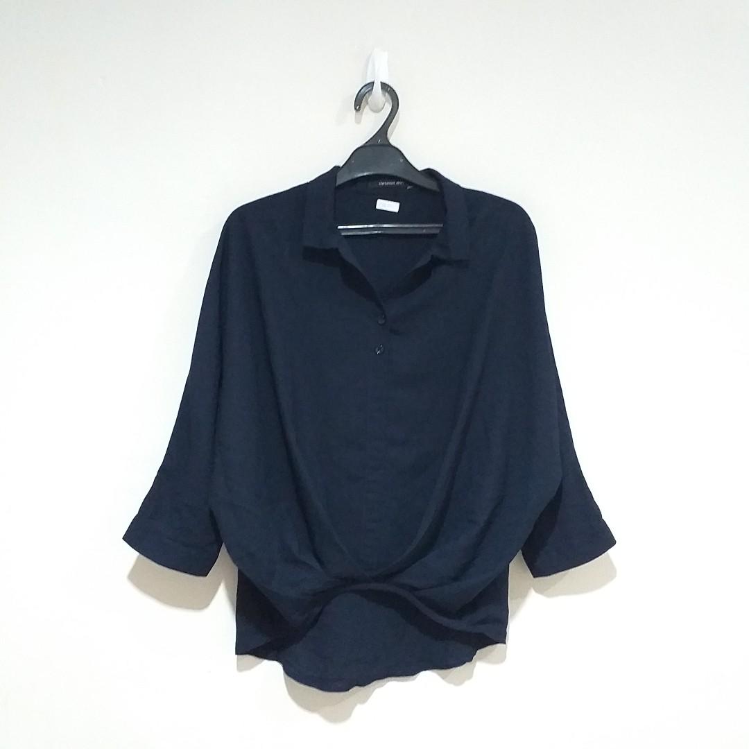 Uptown Girl Navy Blouse Women S Fashion Women S Clothes Tops On Carousell