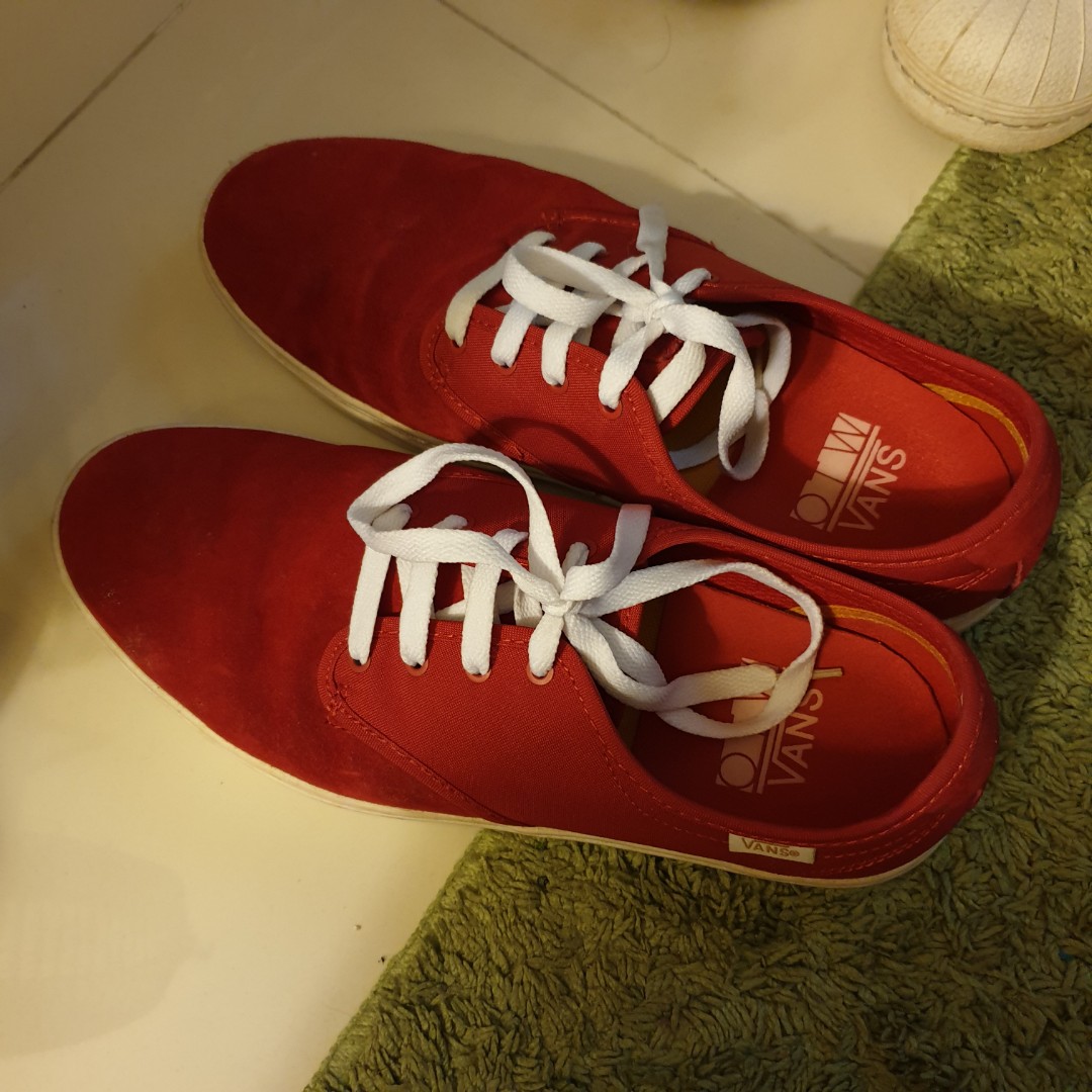 red canvas sneakers