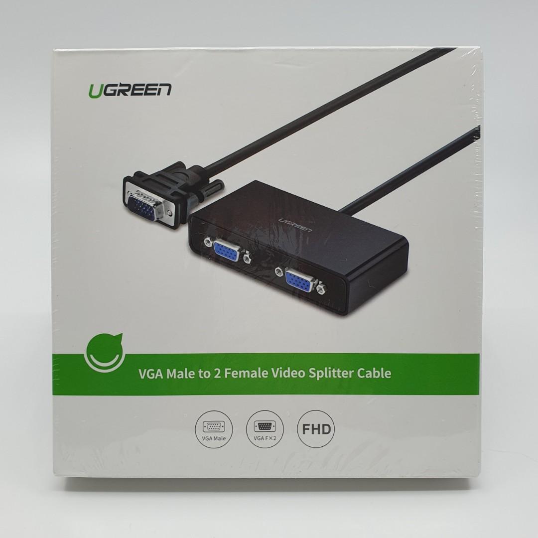 Pc Display VGA 1 male to dual 2 female monitor splitter cable video 15 pin KY