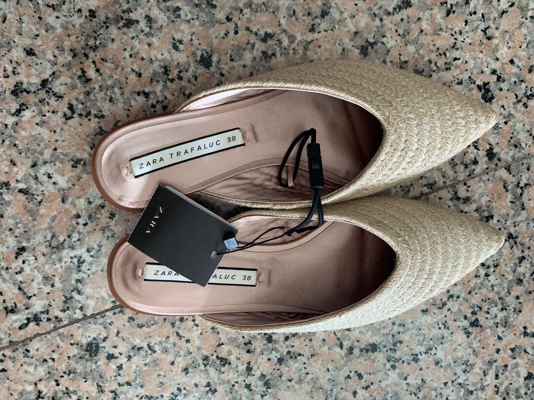 Zara braided wicker mules