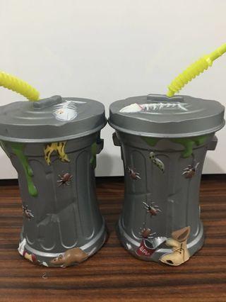 Pair of Oscar the grouch inspired sippy cup