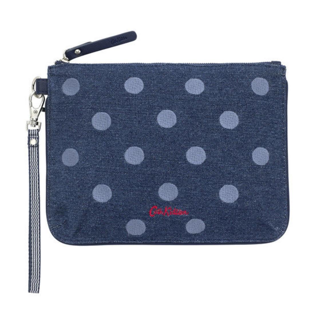 100 Authentic Cath Kidston Denim Embroidered Spot Clutch Women s Fashion Bags Wallets Wallets Card Holders on Carousell