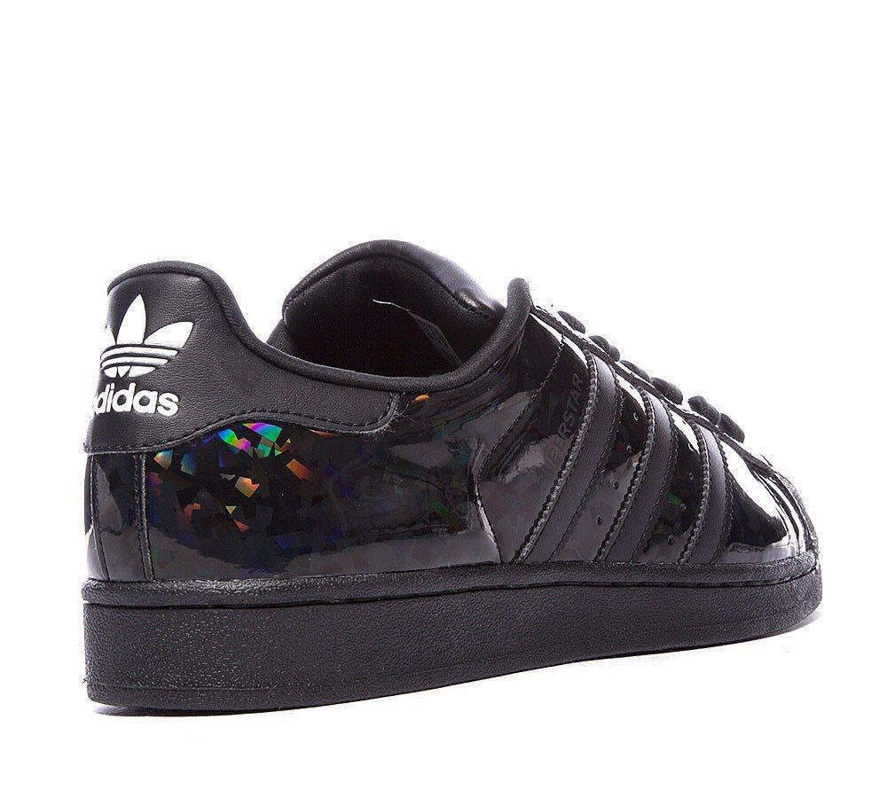 black and holographic adidas
