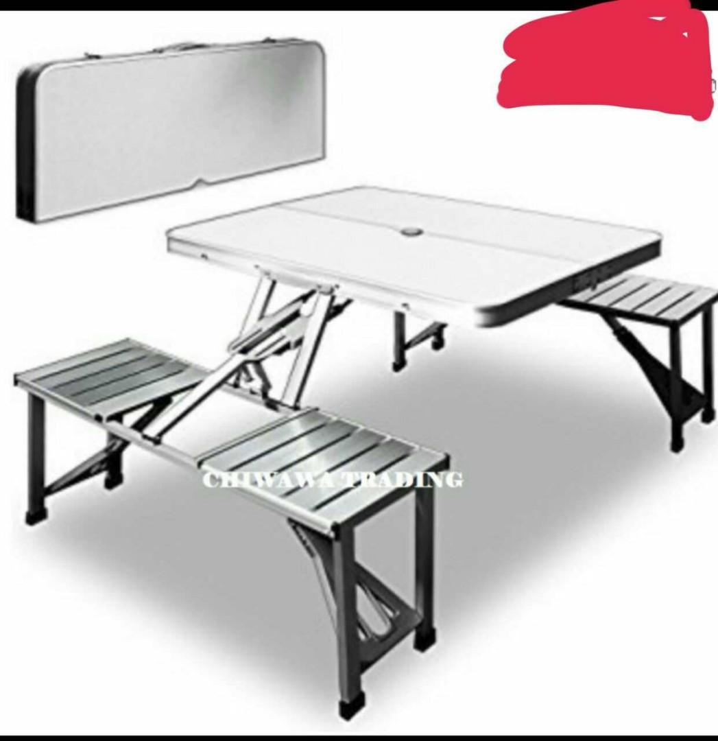 Aluminium Foldable Picnic Table Easy To Carry Outdoor Camping Table With 4 Home Furniture Others On Carousell