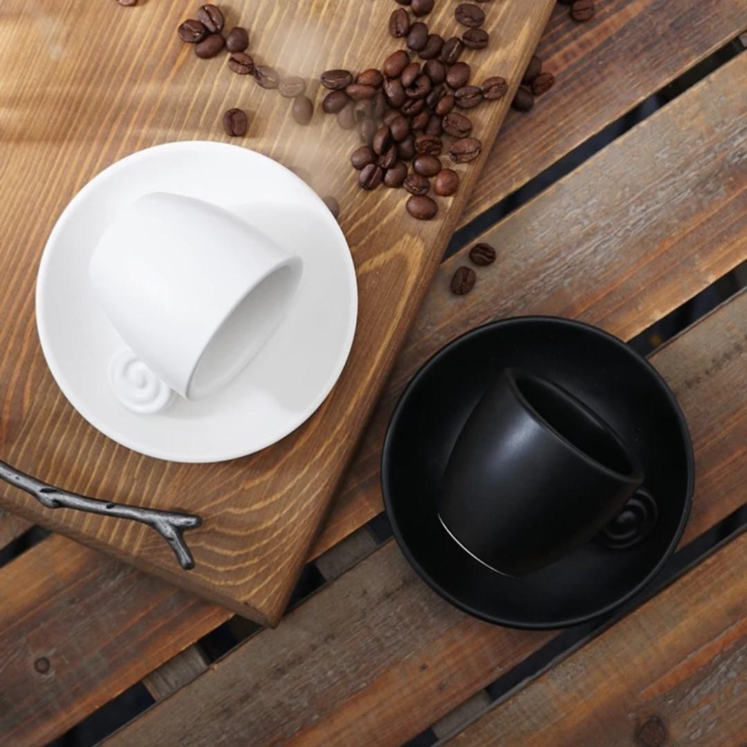 Black + White Espresso Cup Set Ceramic Drinkingware Coffee
