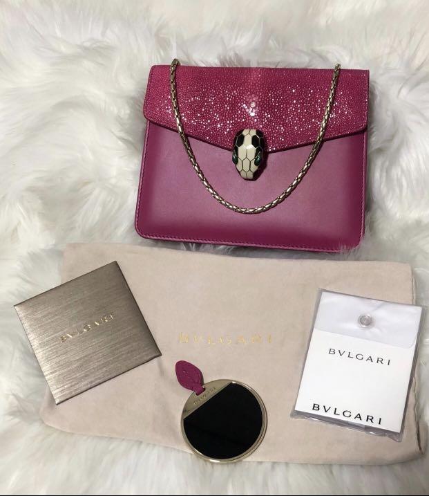 BVLGARI Serpenti Sling Bag Calf Galuchat Leather