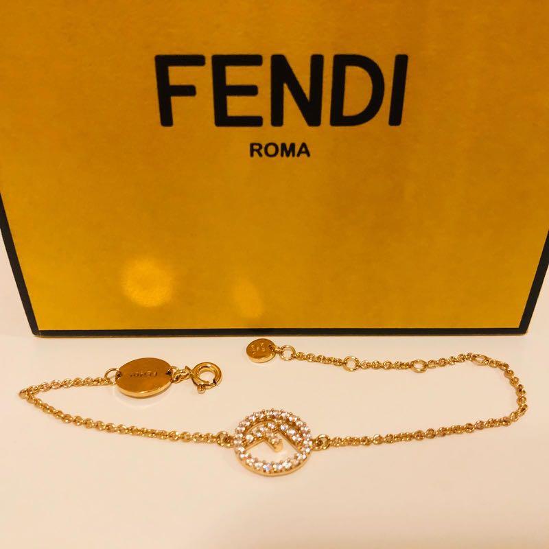 Fendi Wood Leather Gold Tone Metal Navy Blue Bangle Bracelet, Gold -  Livingstons Jewellers
