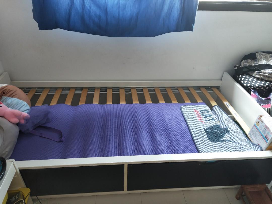 Ikea Brinmes Single Bed Frame With 2 Drawers Furniture Beds