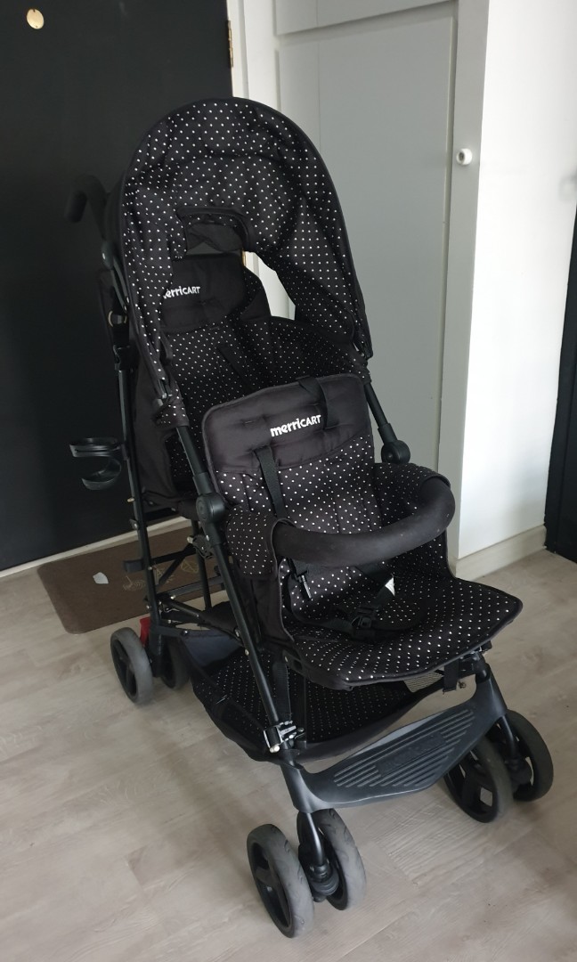 Merricart Double Tandem Twin Stroller Black