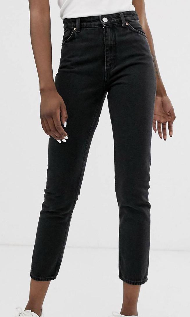 Magnetisk lighed gentage Monki kimomo high waist mom jeans with organic cotton in wash black ,  Women's Fashion, Bottoms, Jeans & Leggings on Carousell