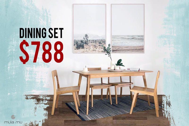 New Solid Oak Dining Set Furniture Tables Chairs On Carousell