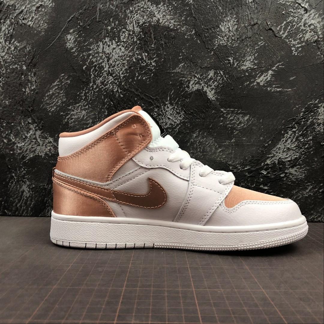 Jordan 1 mid white hot sale rose gold