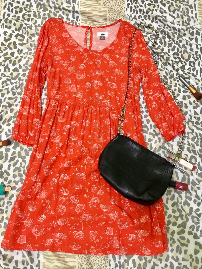 Old Navy Orange Floral Dress Women S Fashion Clothes Dresses Skirts On Carousell