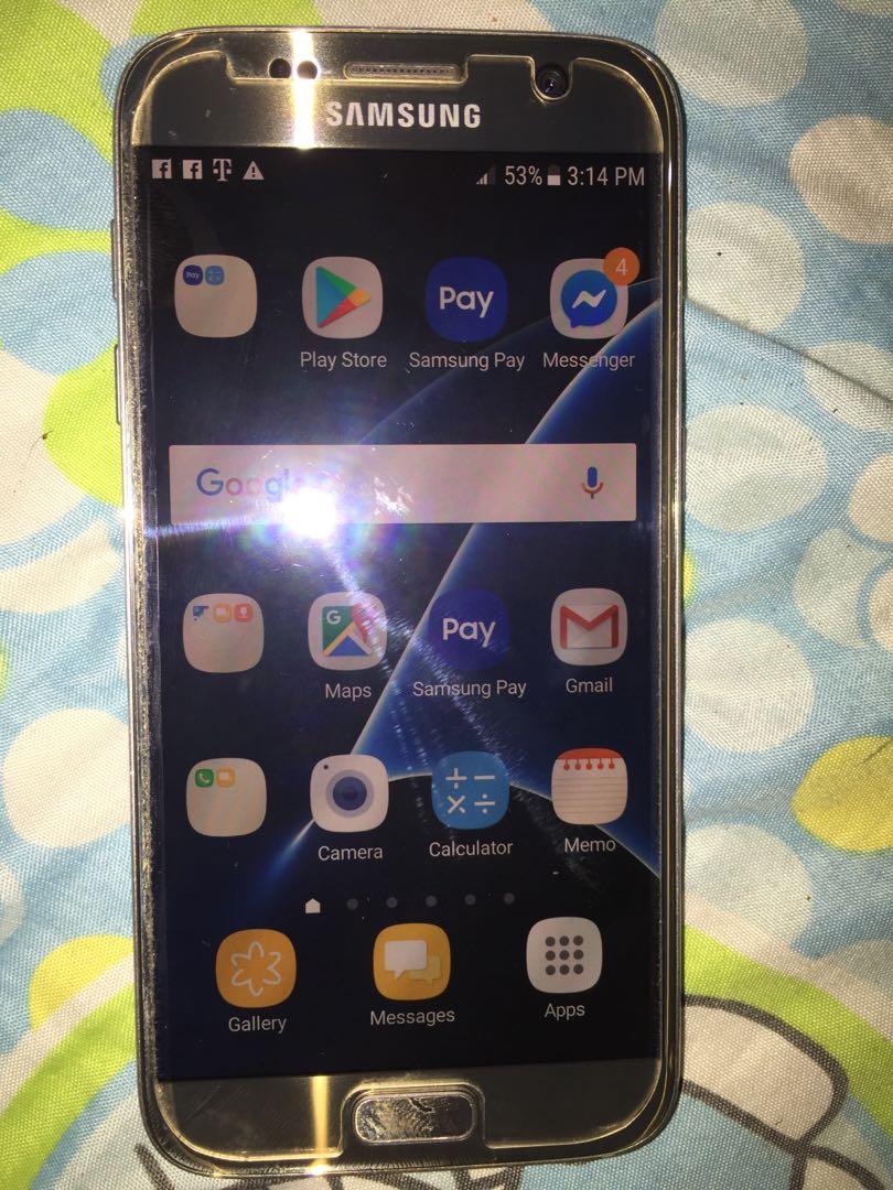 Samsung Galaxy S7 (Category: Samsung) located in Marikina City. Submitted by racoon143 (Listing ID 245368569, Image 1). Description: Selling my Samsung Galaxy S7 flat. openline. Gold. Negotiable. issue: works perfectly fine.. free case.