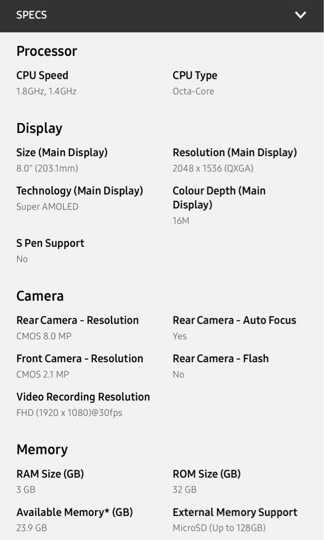 Samsung sm t719y specs clearance