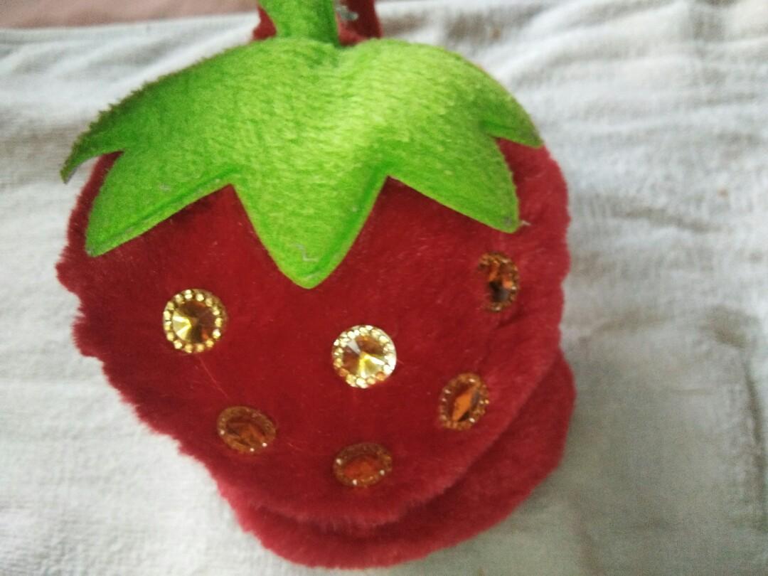 Babyhug Ear Muffs with Strawberry Design - Red & Green