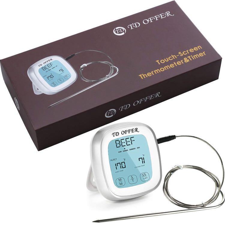 TD OFFER Touchscreen Digital Meat Themometer/Timer with Probe,Best