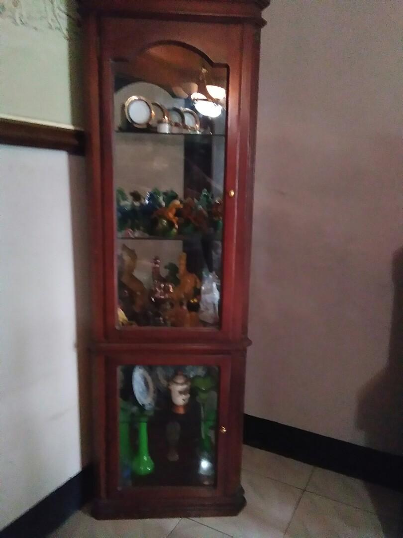 Wood Glass Curio Cabinet With Light Home Furniture Furniture Fixtures Others On Carousell