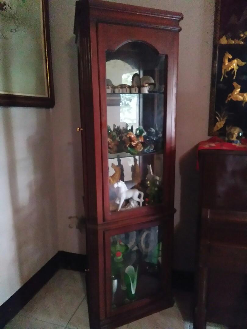 Wood Glass Curio Cabinet With Light On Carousell