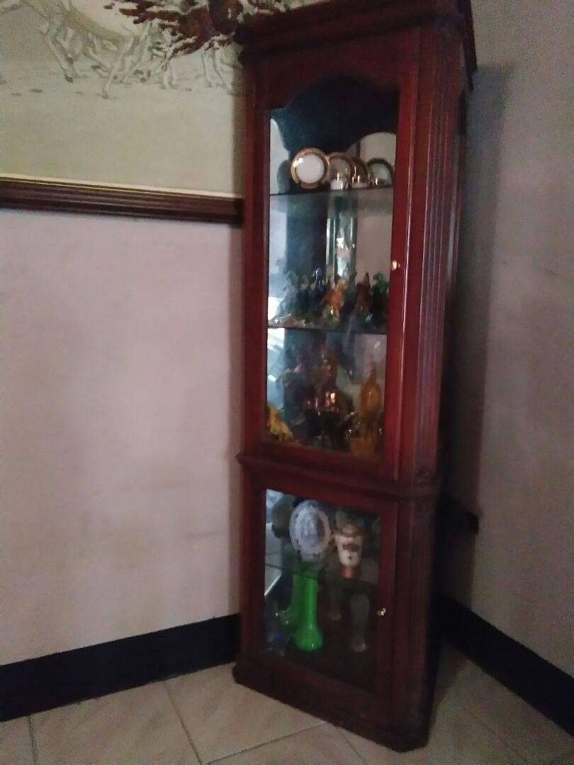 Wood Glass Curio Cabinet With Light Home Furniture Furniture Fixtures Others On Carousell