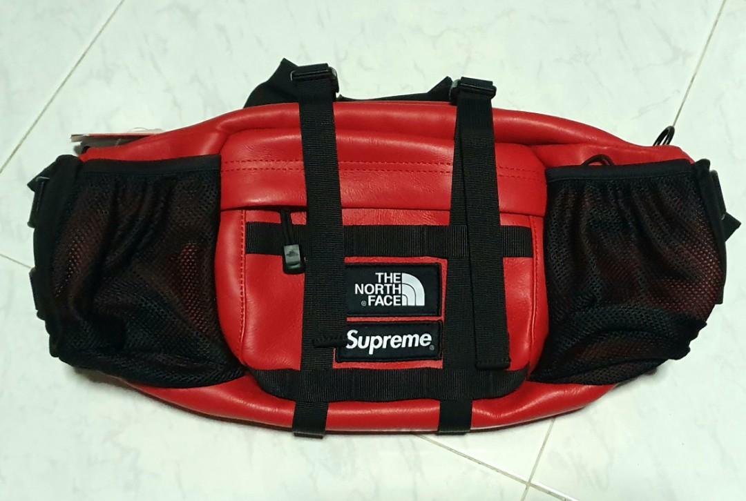 Supreme the north face leather mountain waist bag red sale