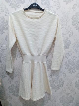 Dress SCUBA motif anyamn unik size M fit to L
