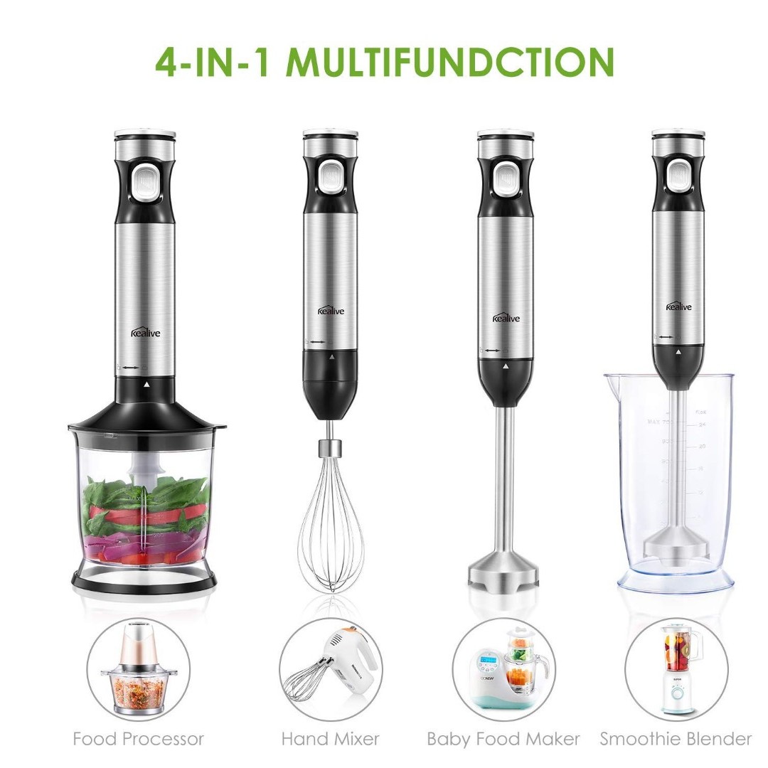 2C 679 Hand Blender, Kealive Immersion Blender Set with Stepless Speed