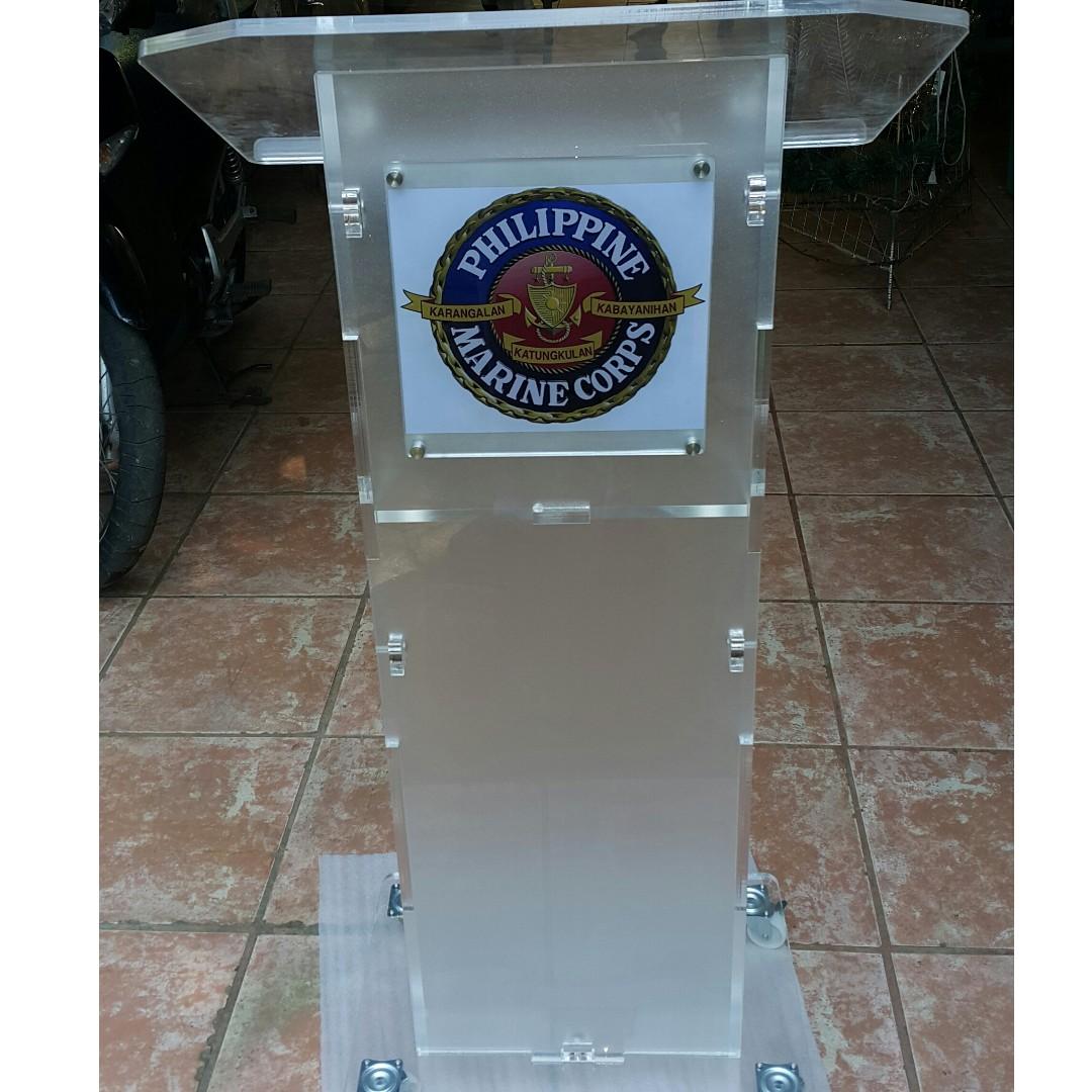 acrylic glass wood podium lectern rostrum pulpit for rent and for sale furniture home living office furniture fixtures on carousell