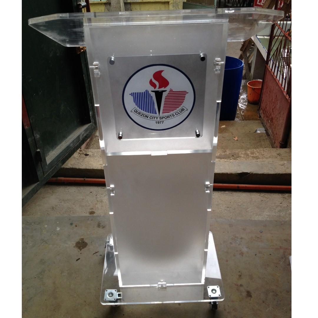 acrylic glass wood podium lectern rostrum pulpit for rent and for sale furniture home living office furniture fixtures on carousell