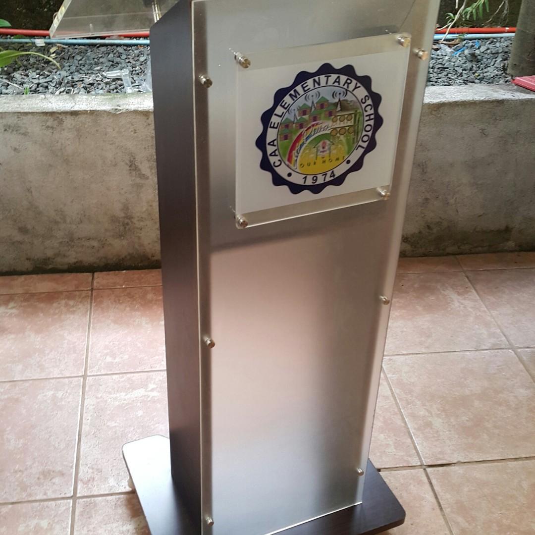 acrylic glass wood podium lectern rostrum pulpit for rent and for sale furniture home living office furniture fixtures on carousell