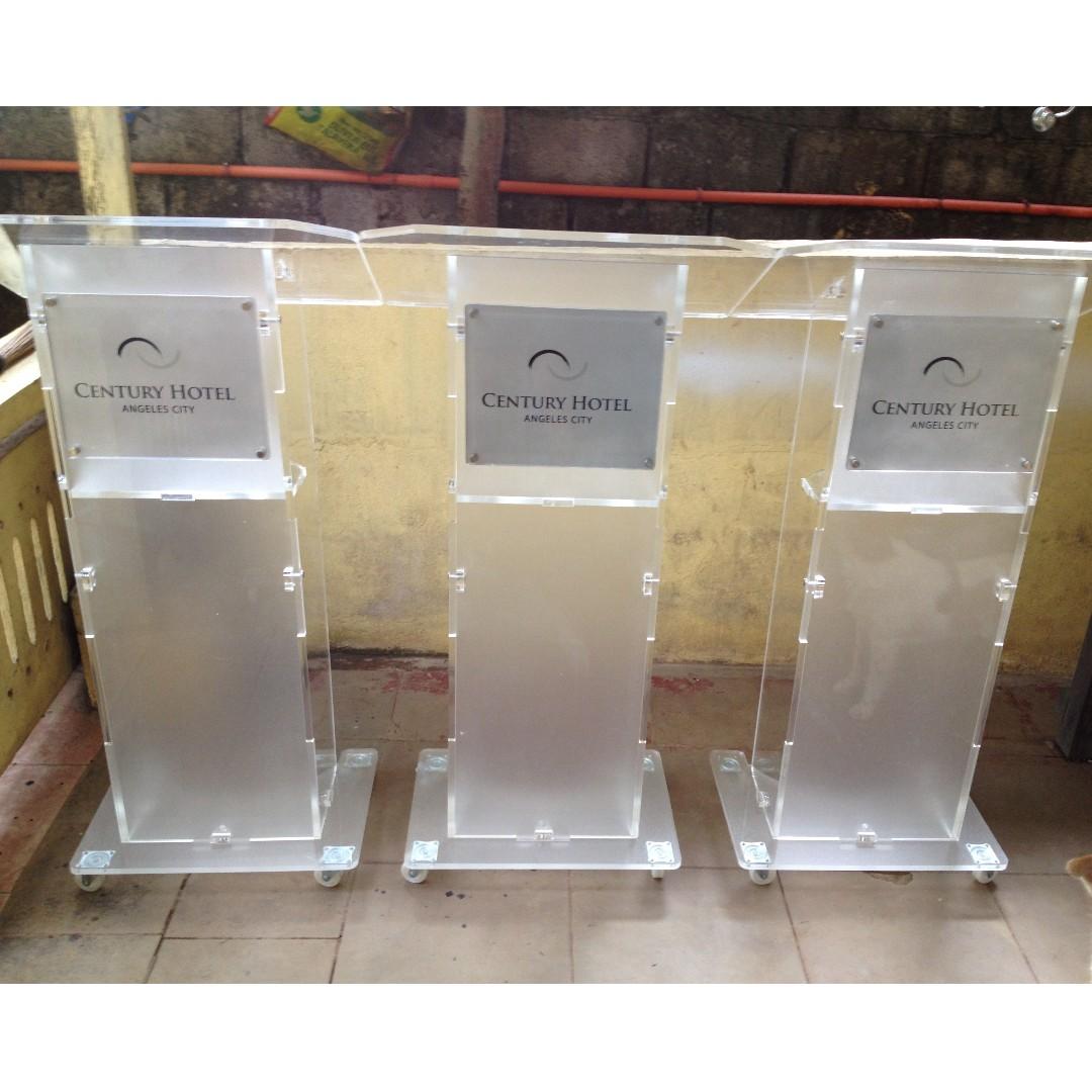acrylic glass wood podium lectern rostrum pulpit for rent and for sale furniture home living office furniture fixtures on carousell