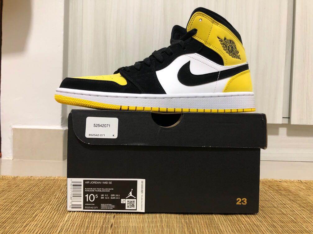 Air jordan 1 hotsell mid yellow toe black