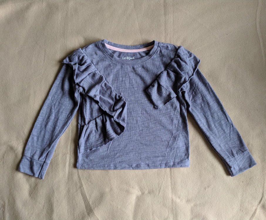 Baby Girls Clothes Cat Jack Purple Ruffled Long Sleeved Shirt