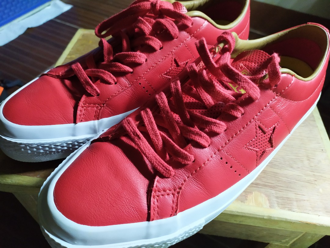 converse one star red leather