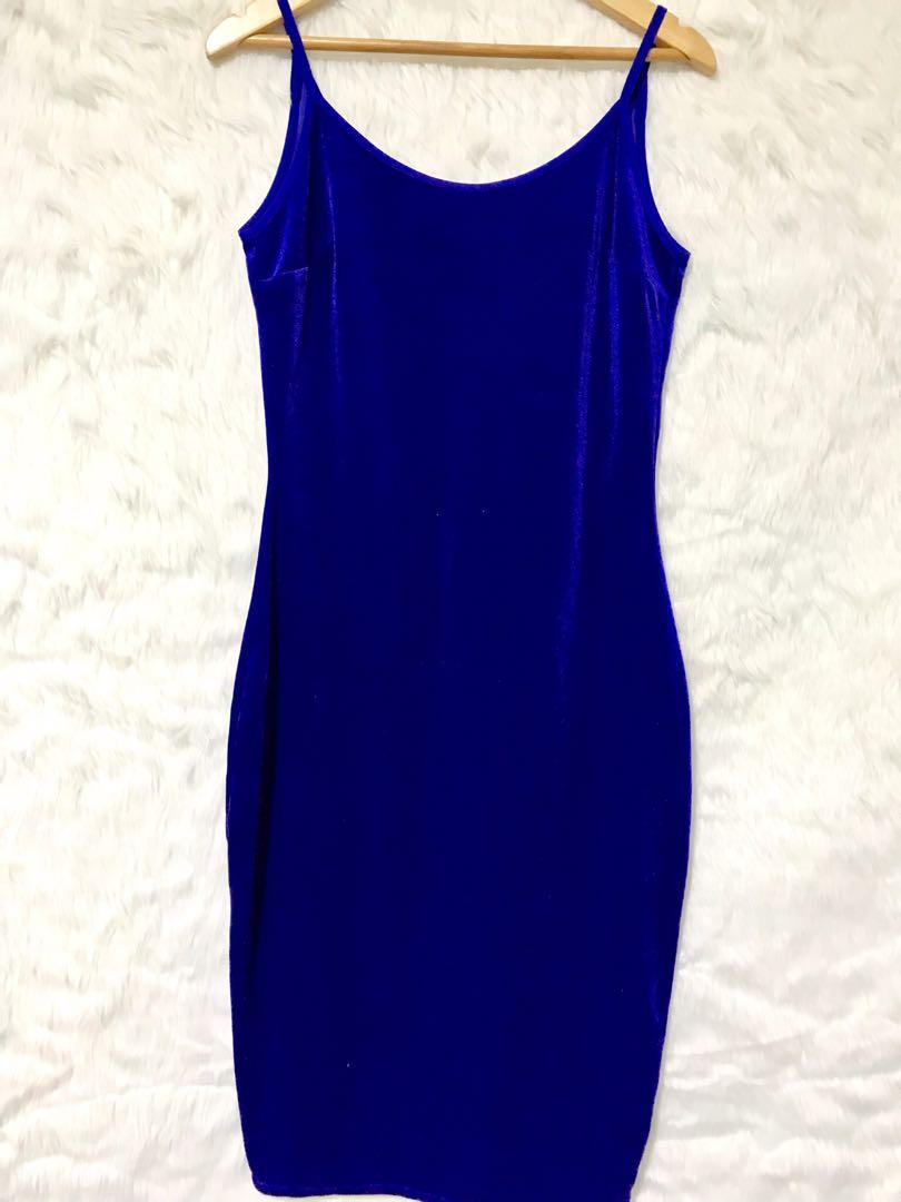 Forever 21 Blue Velvet Bodycon Dress F21 Women s Fashion Dresses