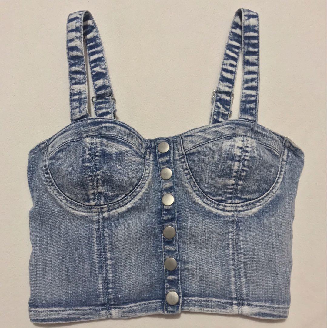 denim bustier top forever 21