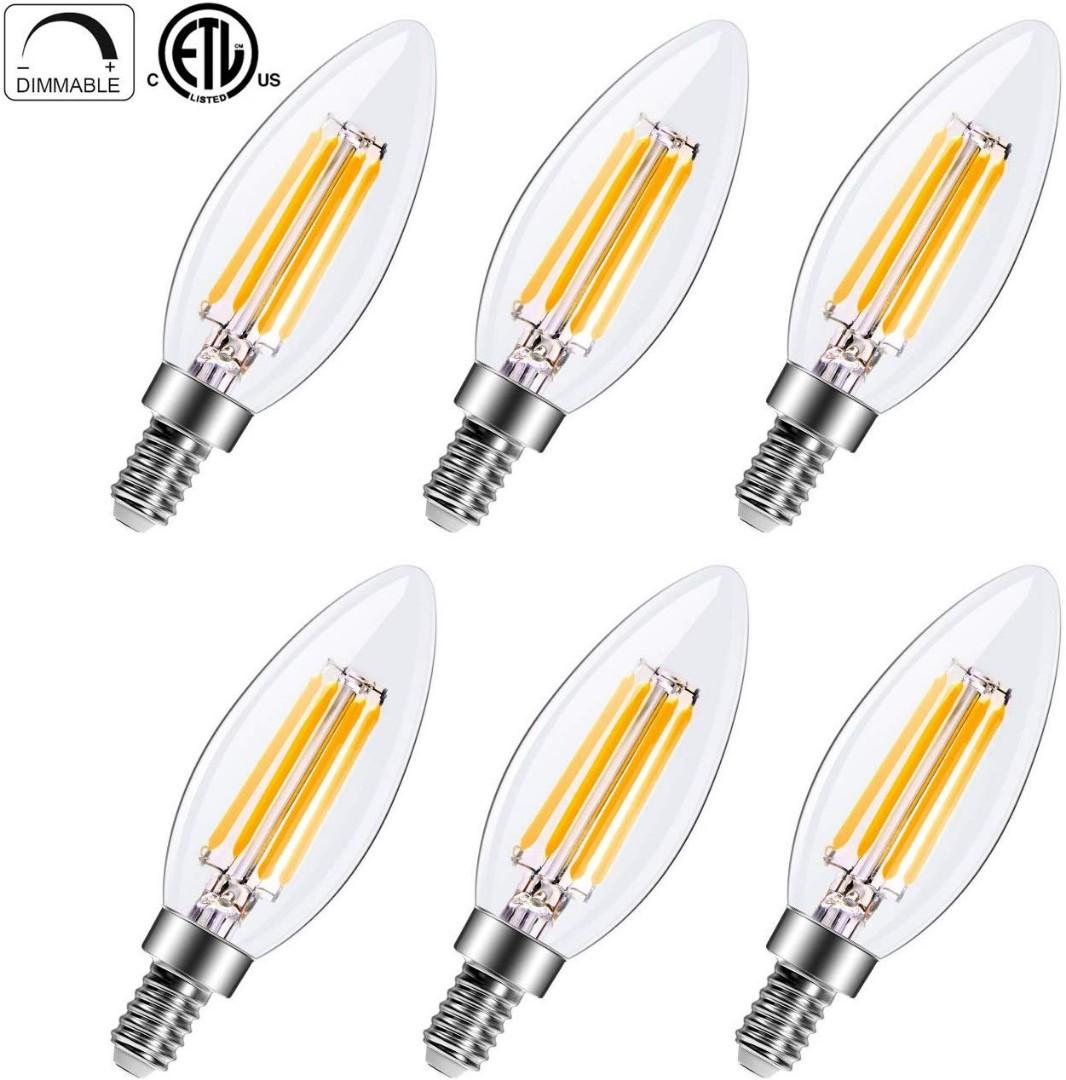 Goyaesque Edison Candelabra Led Light Bulbs Dimmable 4w Filament
