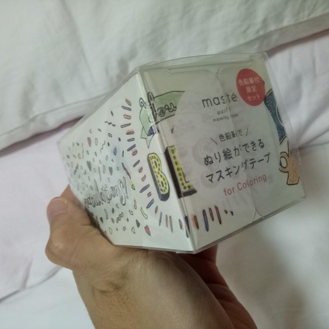 Greetings washi tape and colored pencils set (Category: Craft Supplies & Tools) located in Quezon City. Submitted by kclosetcleanup (Listing ID 245541325, Image 2). Description: Tape can be colored using the colored pencils included. Great for gift cards! Measurement: 50mm x 5m.